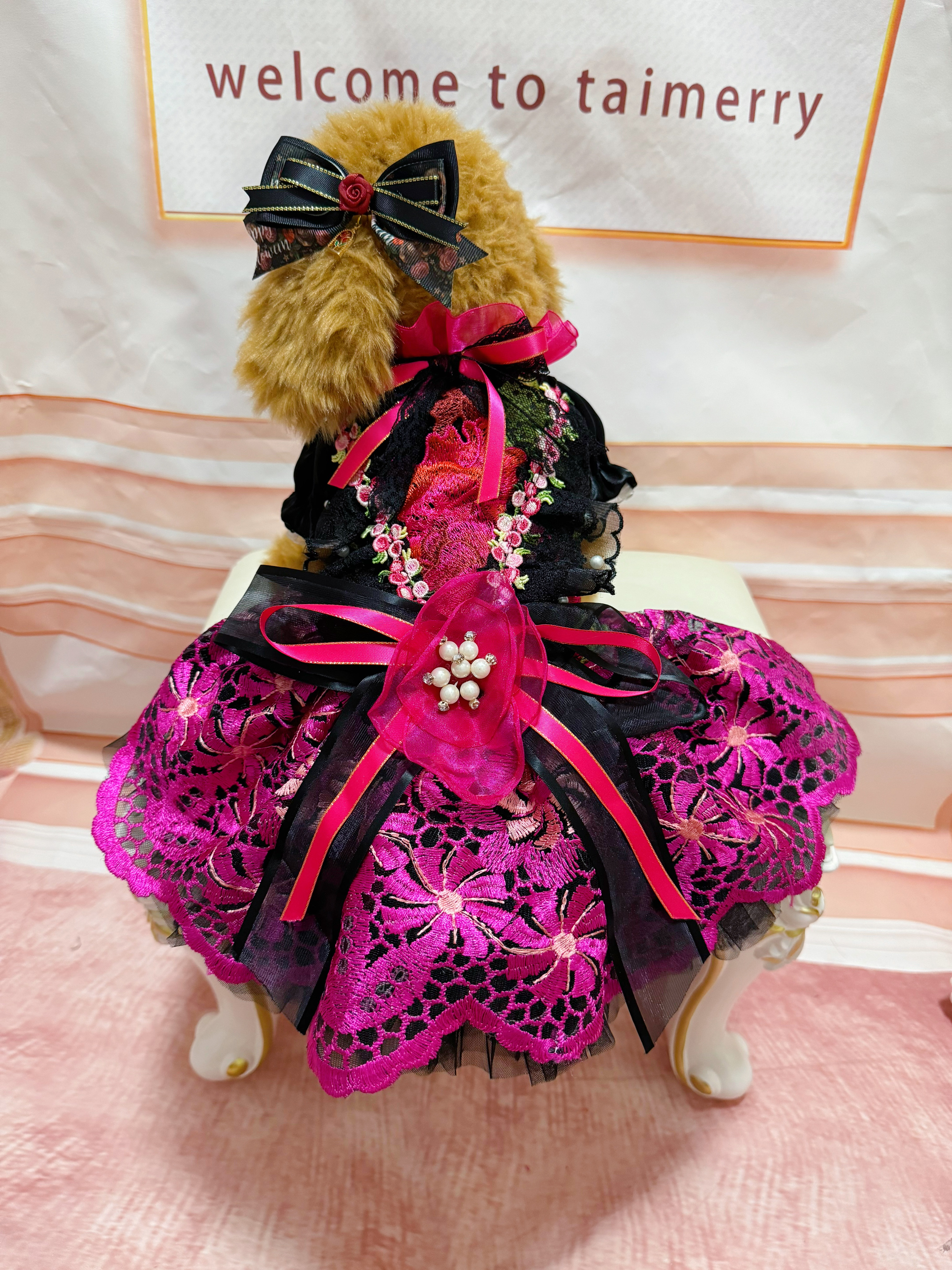 マゼンタピンクのハロウィンドレス&おリボン2点セット