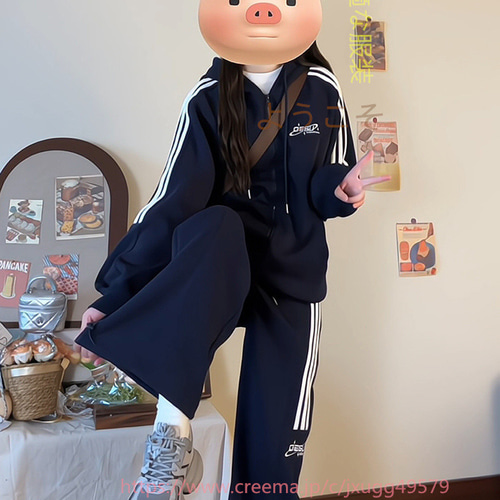レトロカジュアルジャージスーツ女性春秋ゆったりおしゃれカーディガン