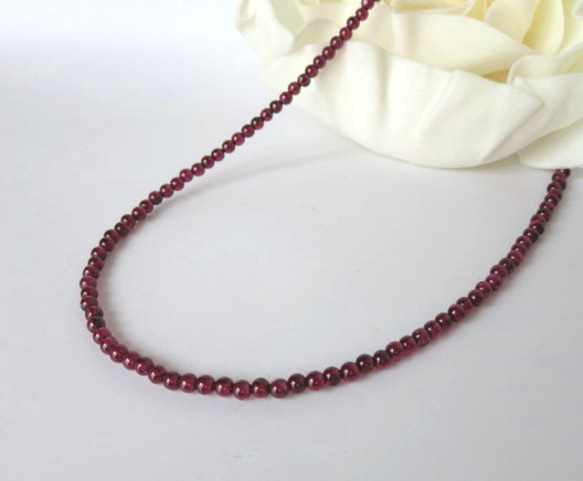 14kgf天然石高品質ガーネットのロングネックレス⭐︎ ガーネットのシンプルネックレス＊長さ変更・ロングネックレス＊天然石