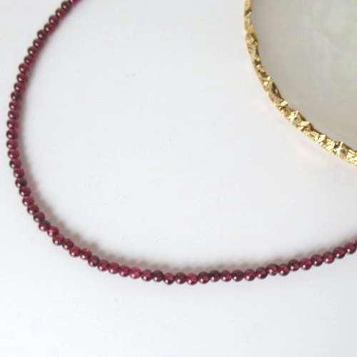 ガーネットのシンプルネックレス＊長さ変更・ロングネックレス＊天然石