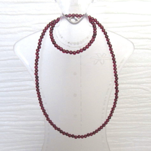 ガーネットのシンプルネックレス＊長さ変更・ロングネックレス＊天然石