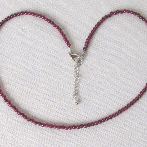 ガーネットのシンプルネックレス＊長さ変更・ロングネックレス＊天然石