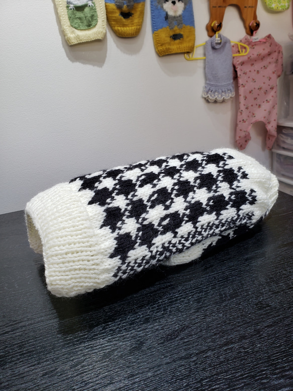 犬服♪千鳥格子セーター エル・ウエーブオリジナル(小型犬S～SMサイズ) 4枚目の画像