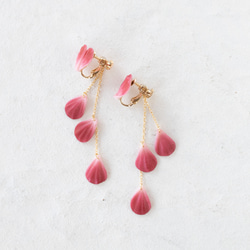 花びらハート ピアス/イヤリング / ボルドー 6枚目の画像