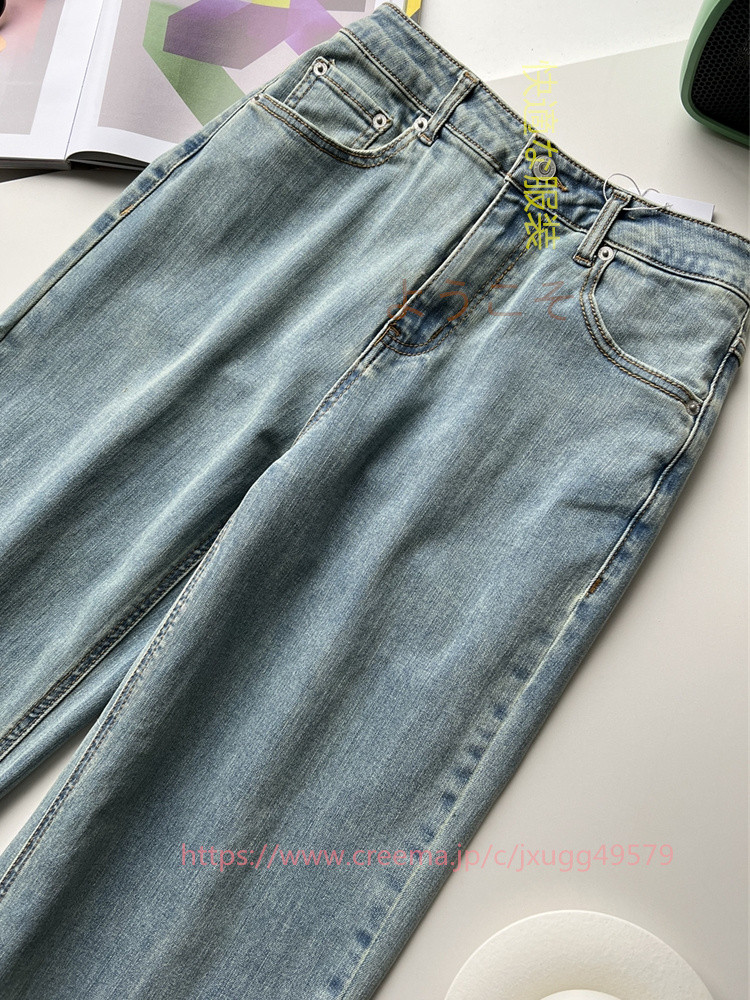 レトロなお父さんパンツファッション婦人服ハイウエストスリムコットン水洗い柔らかストレートデニムワイドパンツ