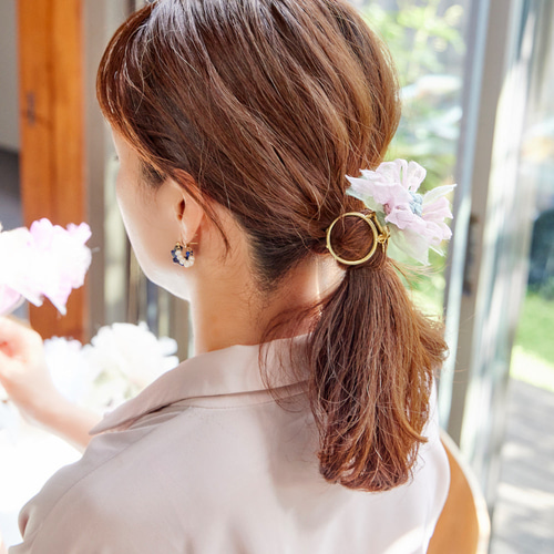 【花柄和洋くるみ27mm】ベビーヘアクリップ　ヘアゴム　セミオーダーメイド 花柄和洋くるみ27mm】ベビーヘアクリップ ヘアゴム セミオーダーメイド