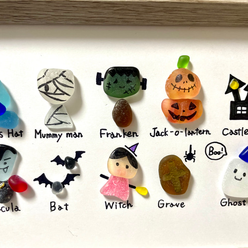 ☆シーグラスアート☆ No.37☆『図鑑シリーズ。秋 ハロウィン』 写真 