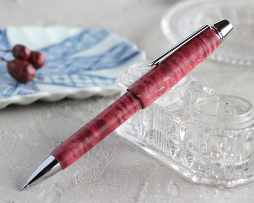 スタビライズドウッド メイプル 杢 カーディナルレッド・多機能ペン