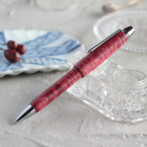 スタビライズドウッド】瘤杢 木軸ペン シャーペン 三神craft金具