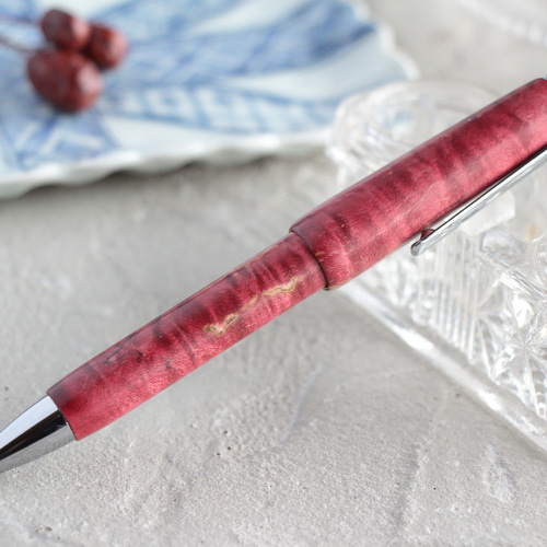 スタビライズドウッド メイプル 杢 カーディナルレッド・多機能ペン