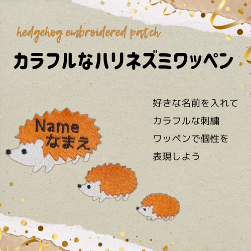 お名前ワッペン カラフルハリネズミで毎日がもっと楽しく♪家族お揃い