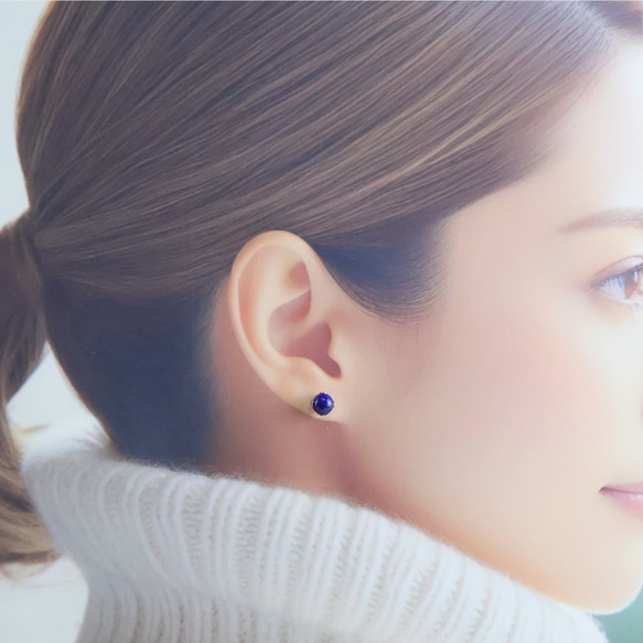 3点セット ラピスラズリ 深い青 時を越えた魅力 ステンレス つけっぱなし ミニピアス アレルギー対応 天然石 シルバー 4枚目の画像