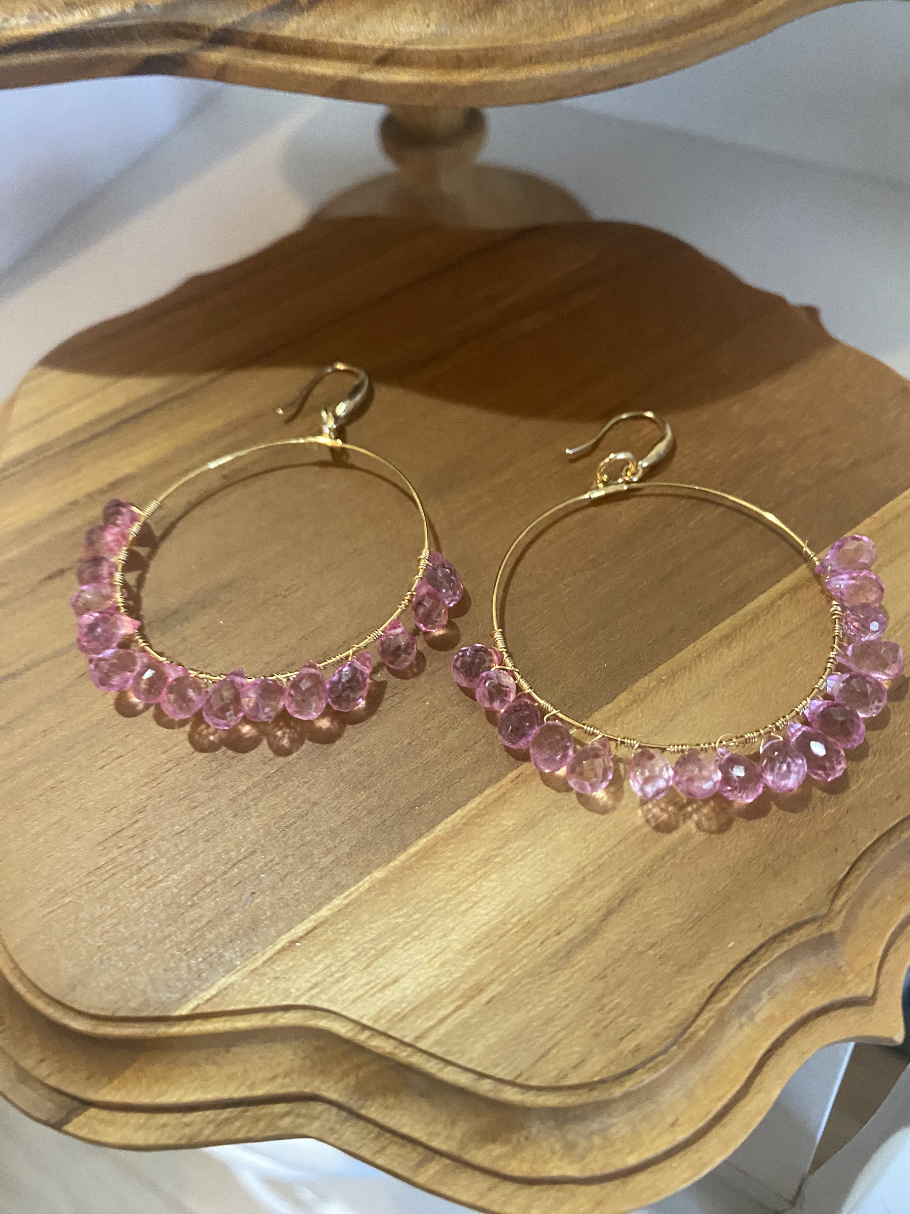 [天然石] pink drop × hoop pierce