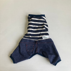 犬服 ロンパース アランニット（アイボリー） ＆プードル柄（ピンク