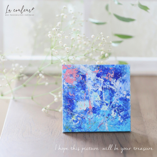 原画】抽象画 colors キャンバス 10cm角 送料無料 絵画 La