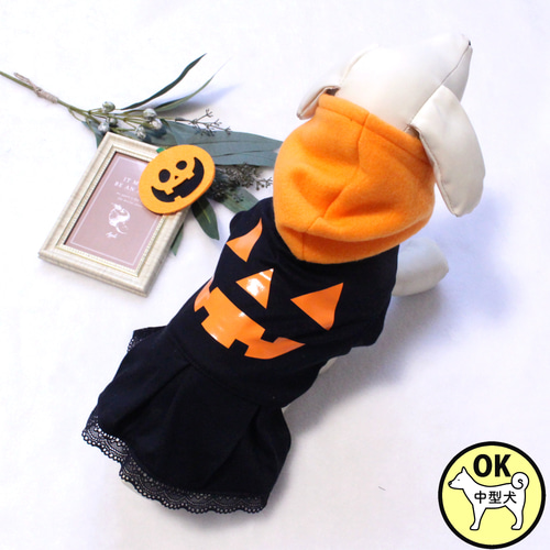 No.犬服ハンドメイド　ハロウィンワンピース 犬服 ハロウィンワンピース＊10/28発送可能 ペット服・アクセサリー M