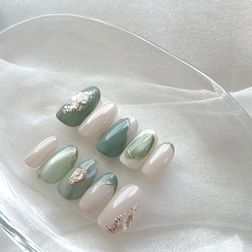 秋の新作】Green大人ニュアンス♡ ブライダル 成人式 卒業式 オフィス