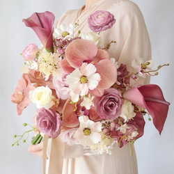 胡蝶蘭とカラーリリーのウェディングブーケ&ブートニア❀アーティ