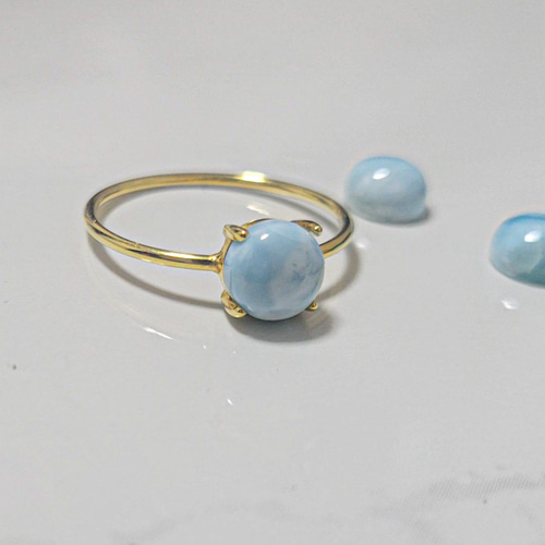 オニキス/ラリマー/シルバー925 2粒リング 14〜15号