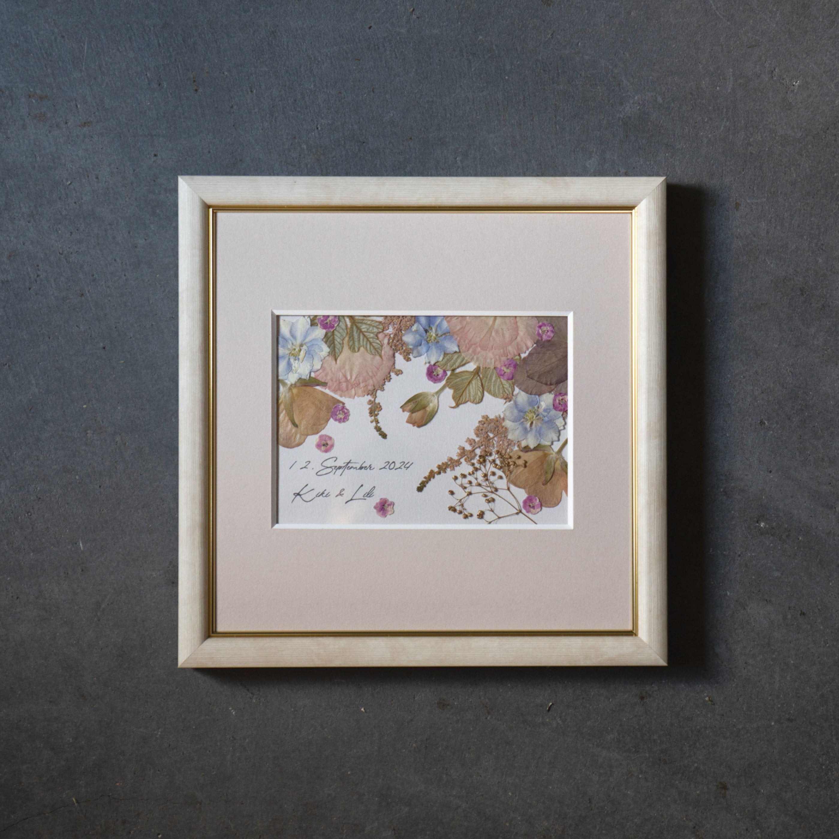 【アフターブーケ ＜Ligneリーン＞】生花ブーケを「押し花＆額装」してお届けします　 結婚式 ブーケ 記念 残す