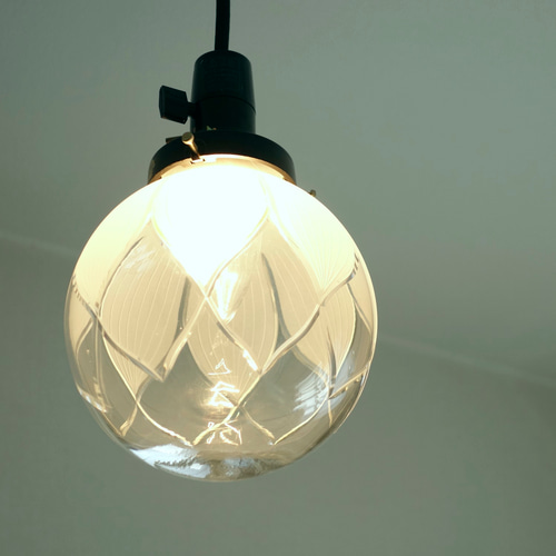 切子ガラス 照明 ペンダントライト ハス切子丸型138 キー