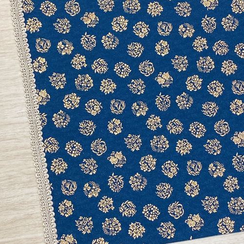 敷物○金襴○ 花丸文様○紺色○敷物-31（送料無料・追跡番号付き