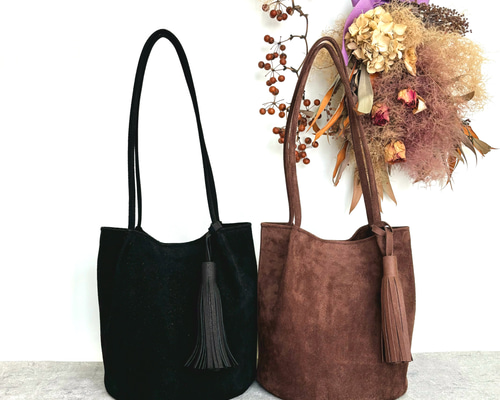 カラーオーダーできます】ころんと丸底（まるそこ）スエードバッグ