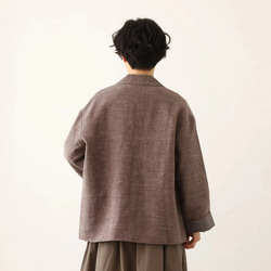 オリジナルパターンだからこそできた綺麗なシルエットが魅力のジャケット　ウールリネン　杢ブラウン240920-1 15枚目の画像