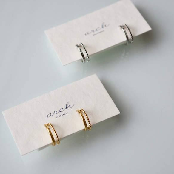 ピアスのようなイヤリング　2連　アレルギー対応　シンプル　小さめ 6枚目の画像