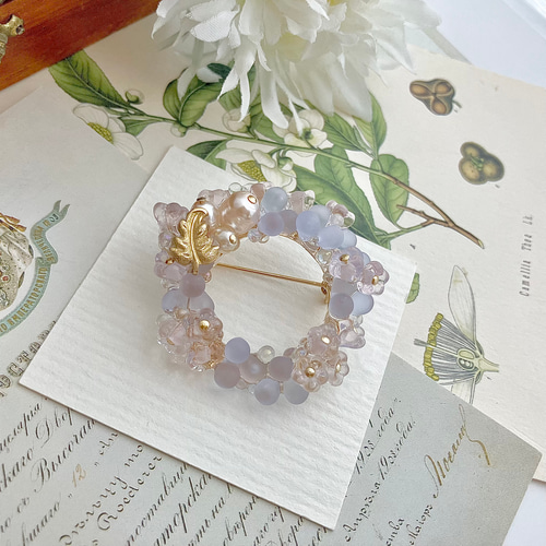 花かんむりのブローチ&イヤリングセット〜⁂フォーマル パール