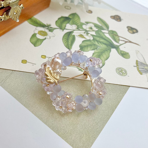 花かんむりのブローチ&イヤリングセット〜⁂フォーマル パール