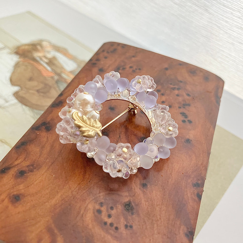 花かんむりのブローチ&イヤリングセット〜⁂フォーマル パール