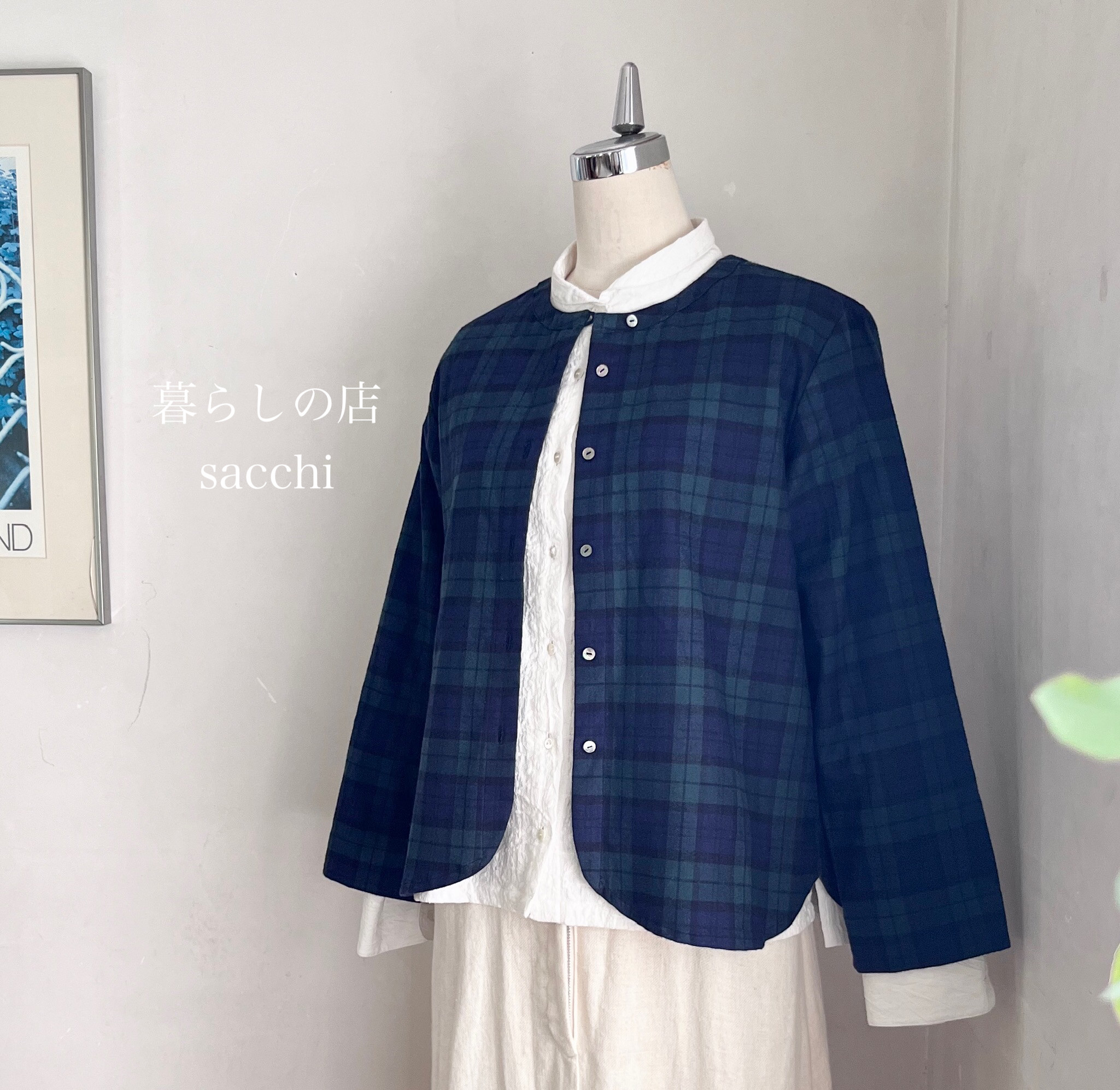 サンドジャケット　コットン　フランネル　ブラックウォッチ　　　　＊暮らしの店sacchi＊