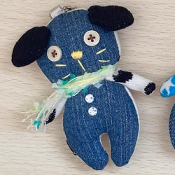 デニムリメイク ハートキーホルダー バックチャーム キーホルダー plum