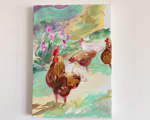 原画】ニワトリの絵 絵画 Hang 通販 18277592｜Creema(クリーマ)