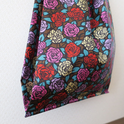 【送料無料】エコバッグＬサイズ・薔薇柄（ブラウン） 2枚目の画像