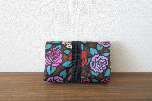 【送料無料】エコバッグＬサイズ・薔薇柄（ブラウン） 4枚目の画像