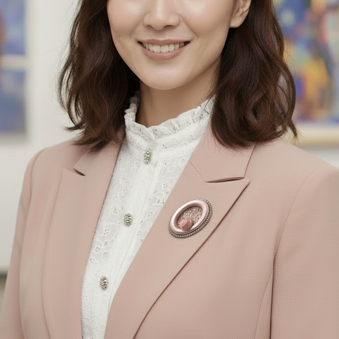 ピンクオパール刺繍ブローチ　l-bdzi040bro　★アートアクセサリー★　可愛さ強調に