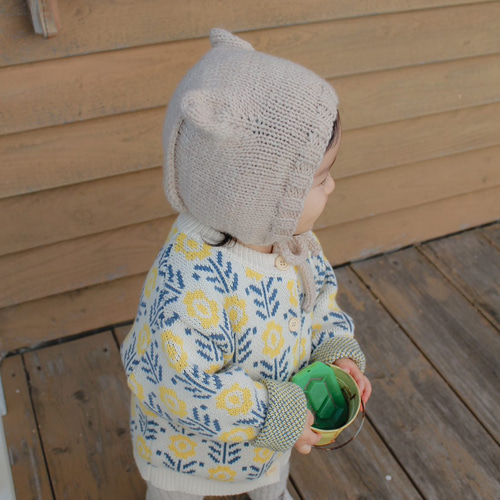 まる猫耳ボンネット キッズベビー帽子 ニット帽 帽子(ベビー・キッズ