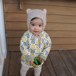 まる猫耳ボンネット キッズベビー帽子 ニット帽 帽子(ベビー・キッズ