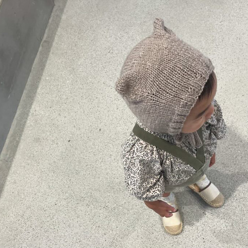 まる猫耳ボンネット キッズベビー帽子 ニット帽 帽子(ベビー・キッズ