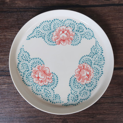 ソンチャン オーバルプレート アイボリー ベトナム食器 手描き 花柄