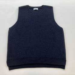 新色【ブラック】エアリースパン(メリノウール100％）ふわっと！片畦ニットベスト　 7枚目の画像