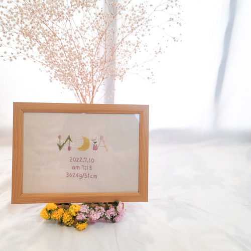 ひとみページ　命名ボード ❁受注制作専用❁ B5サイズ 刺繍ネームボード 命名書 名前刺繍
