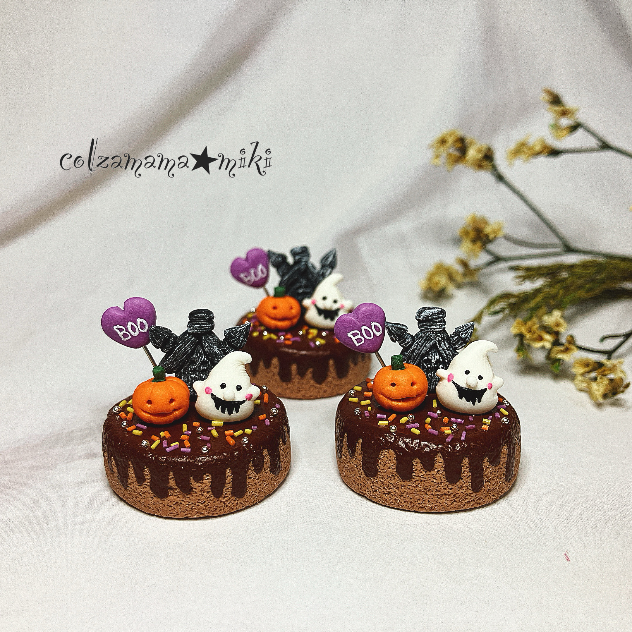 ミニチュア ハロウィンケーキ♡ ハロウィン飾り かぼちゃ おばけ 