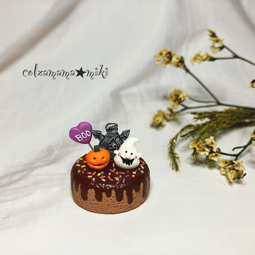 ☆ハロウィン・滅・水・風・ケーキ・お化け・ミニチュア・トレー・チャーム・レジン猫 ミニチュア ハロウィンケーキ♡ ハロウィン飾り かぼちゃ おばけ