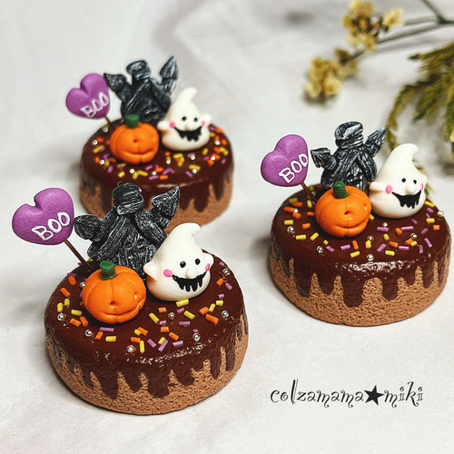 ミニチュア ハロウィンケーキ♡ ハロウィン飾り かぼちゃ おばけ ミニチュア ハロウィンケーキ♡ ハロウィン飾り かぼちゃ おばけ