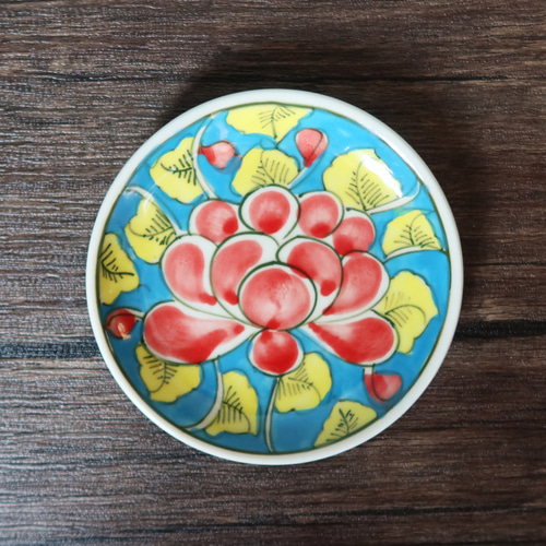 Vivid スモールプレート ブルー バッチャン焼き ベトナム食器 手描き