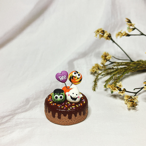 ☆ハロウィン・滅・水・風・ケーキ・お化け・ミニチュア・トレー・チャーム・レジン猫 ミニチュア ハロウィンケーキ♡ ハロウィン飾り かぼちゃ おばけ