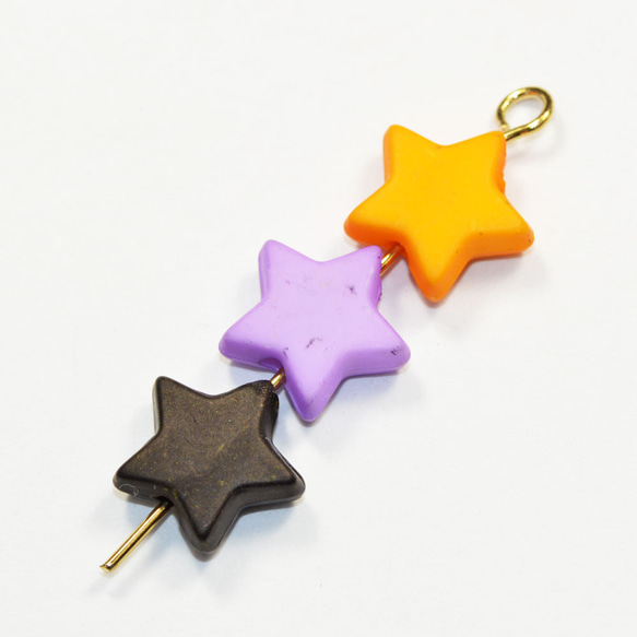 訳あり品 ハロウィンカラー ミックス アクリル製 星型 スター 8～9mm ビーズ 10コ入り CT059 汚れバリ有り 3枚目の画像